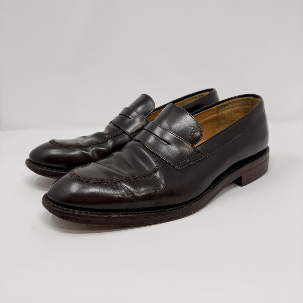Men's Vintage TODS Leather Loafers WOODEN SOLES Dark Brown Size 10
